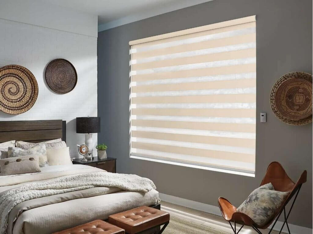 Graber Dual Sheer Shades in a bedroom