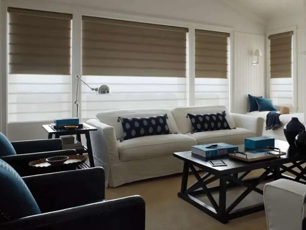 Hunter Douglas Roman Shades in Living Room