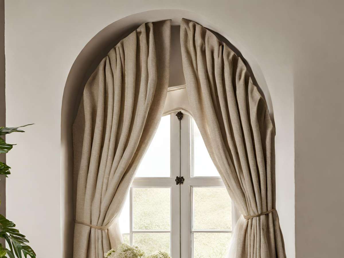 arched window treatments - drapes