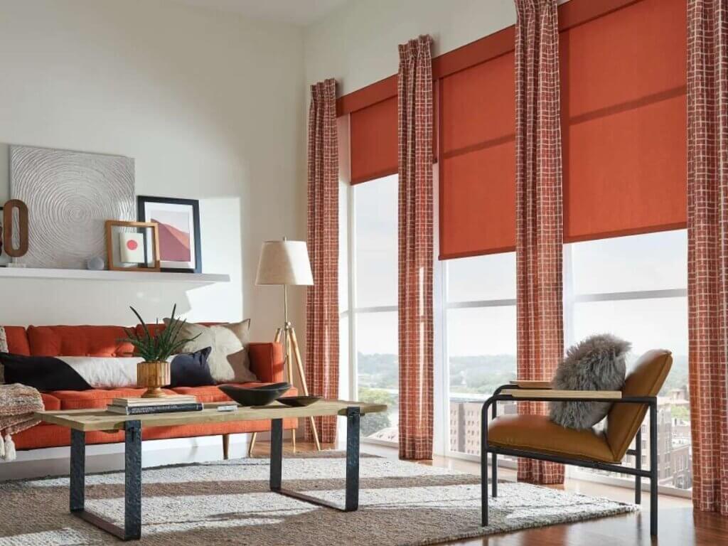 Graber Roller Shades in Large Windows