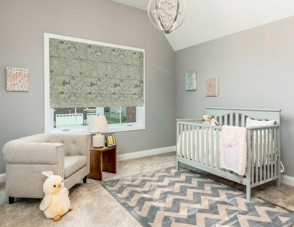 Norman Knife Pleat Floral Roman Shades in Nursery