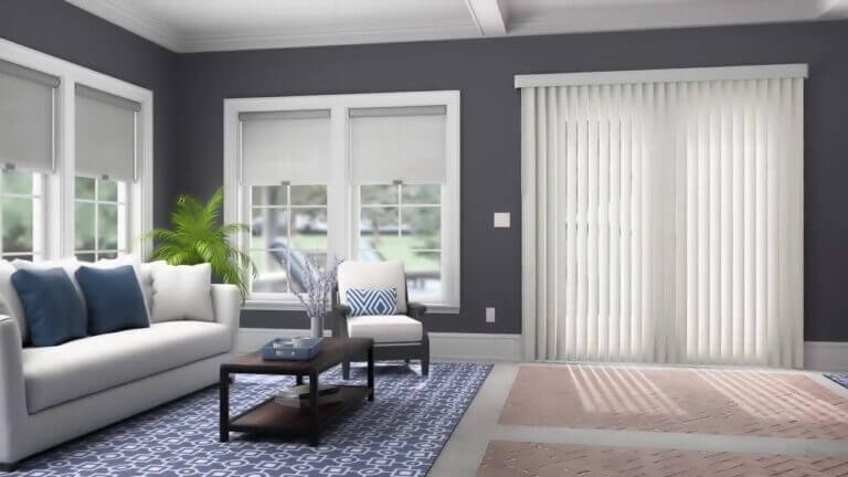 Graber Vertical Blinds in Living Room Sliding Door