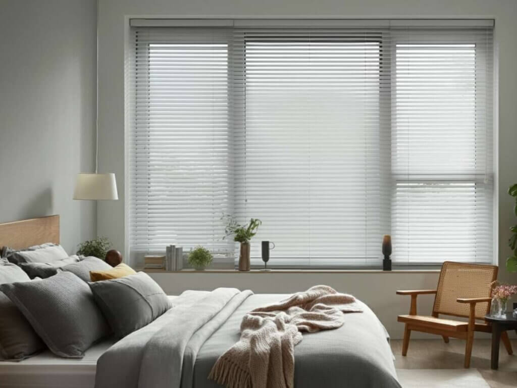 Motorized Blinds in a Bedroom