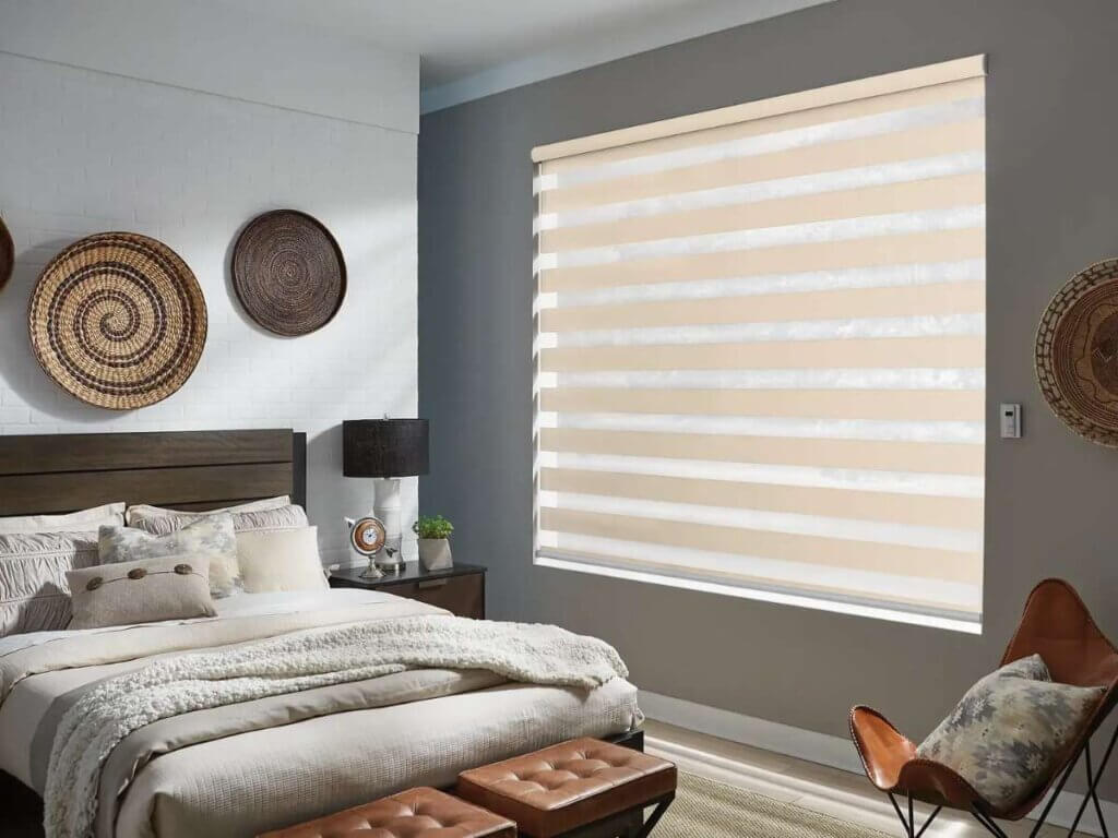 Graber Zebra Shades in Modern Bedroom