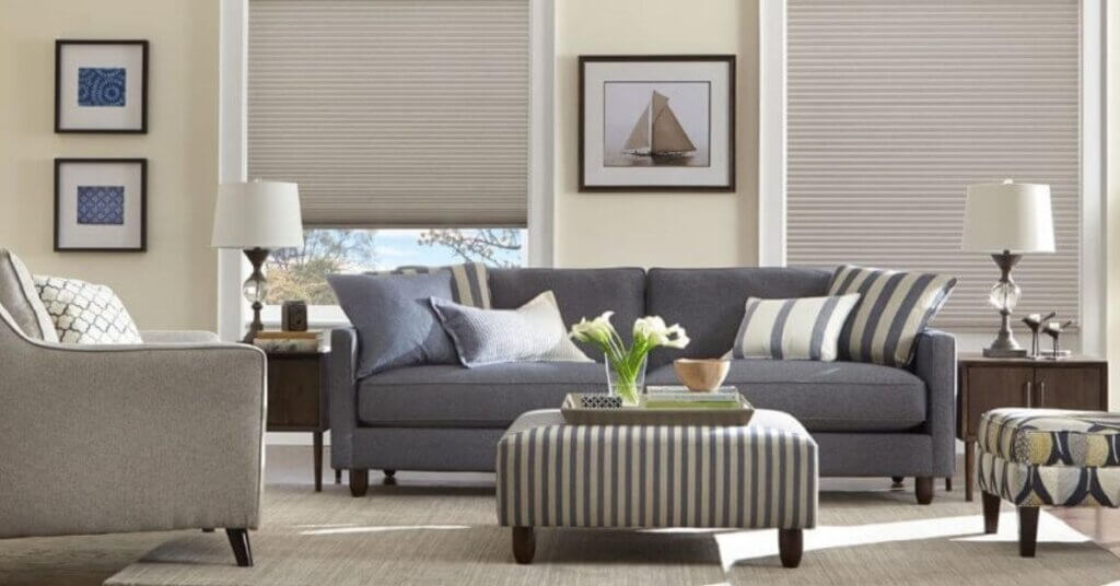 Alta Cellular Shades in Living Room Windows