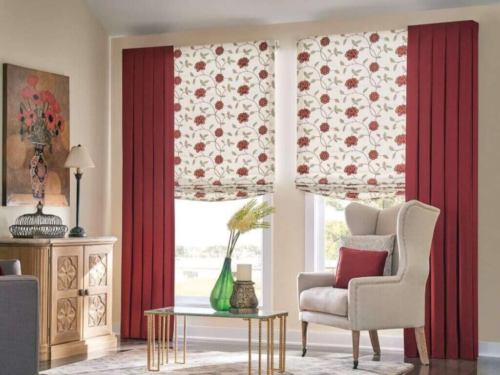 Roman shades with geometric or floral prints are an excellent way to introduce subtle visual interest to a space.