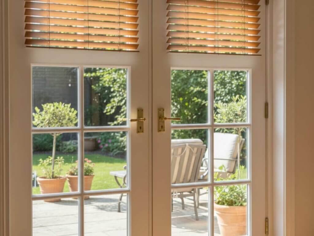 Wood Blinds on French Door (2)