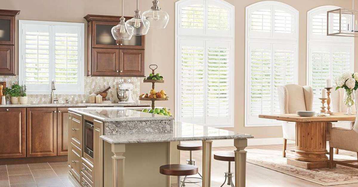 Graber Composite Shutters in Kitchen Window and Dining Area