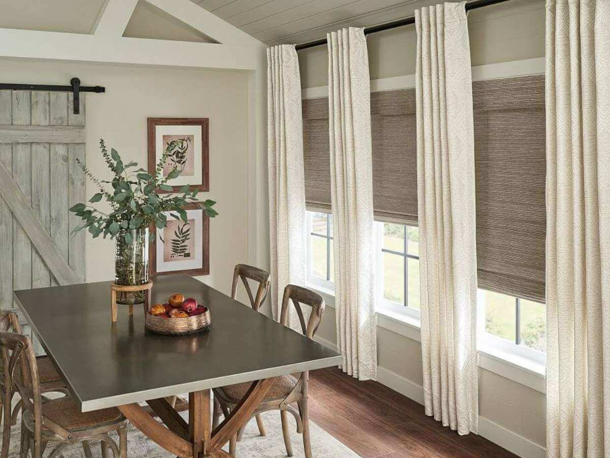 Graber Woven Shades in a dining room