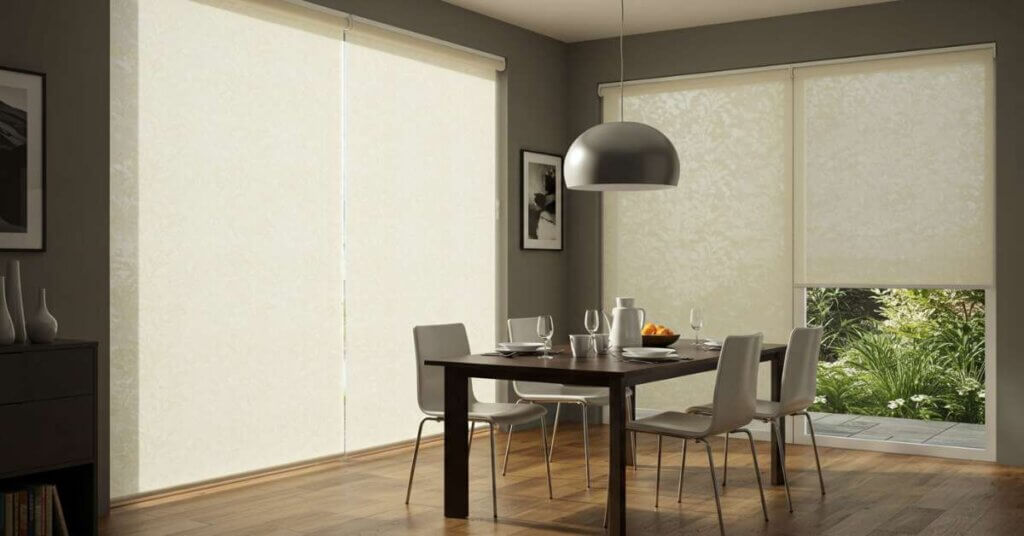Shades in a dining room
