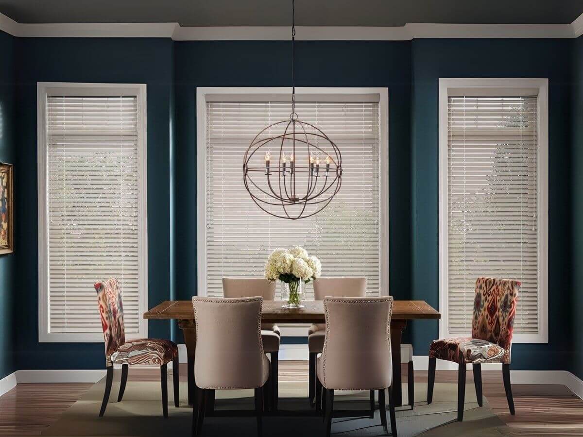 Alta Wood Blinds in the Dining area windows