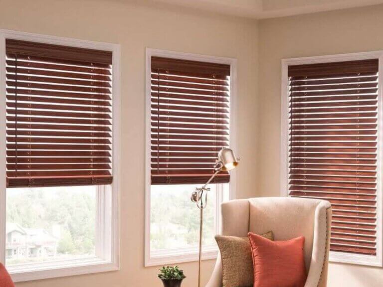 Graber Wood Blinds in Reading Nook