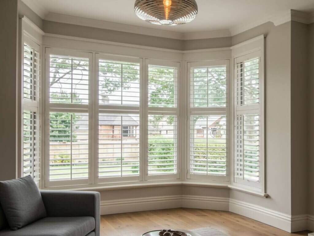 Shutters in Bedroom Bow Windows