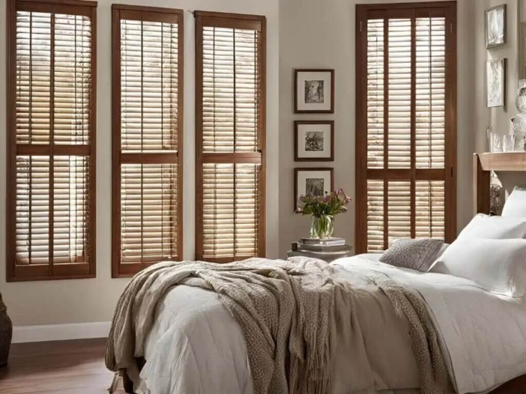 Wood Shutters in Bedroom