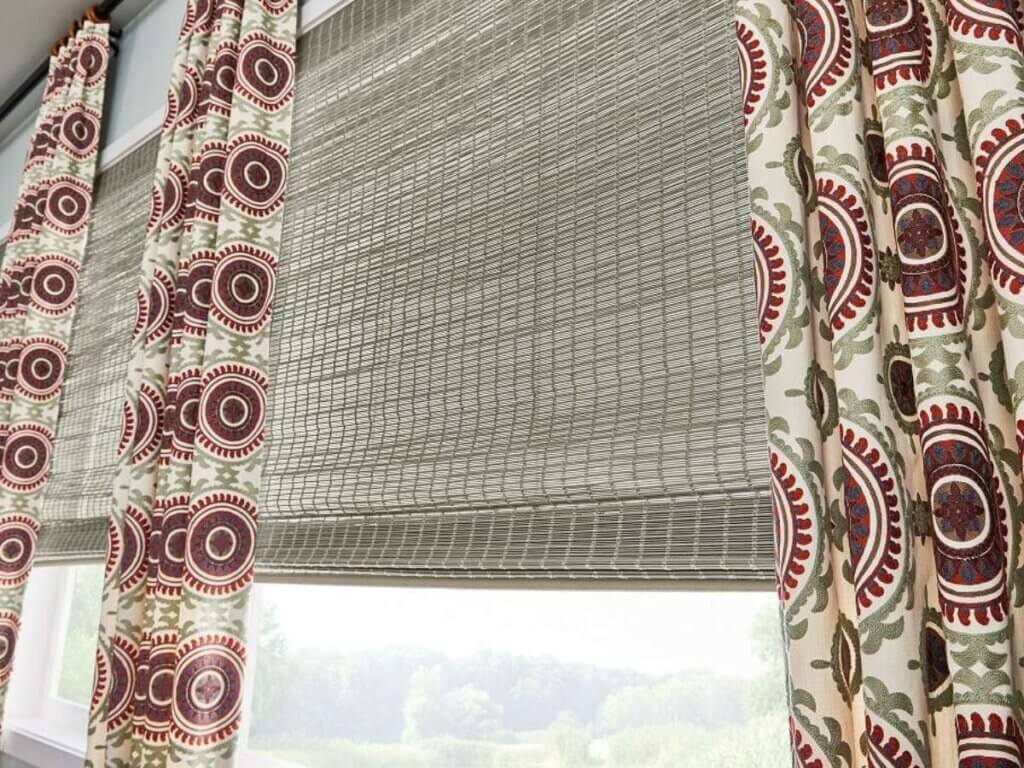 Graber Patterned Drapes with Woven Shades