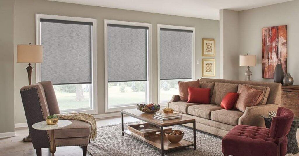 Graber Roller Shades in the living room