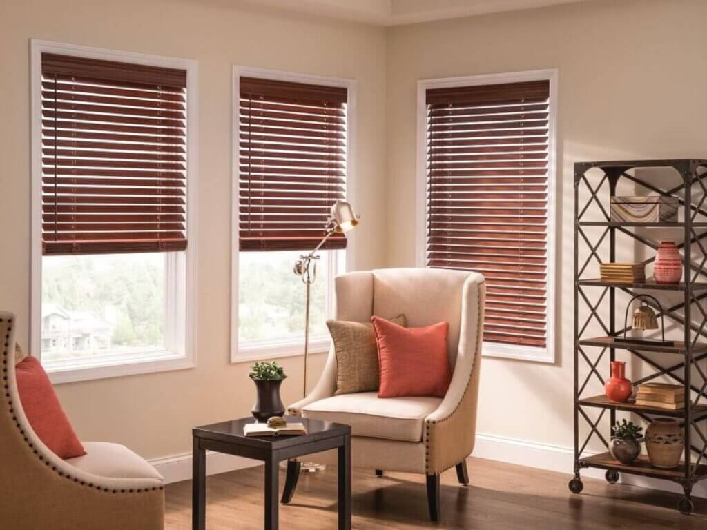 Graber Wood Blinds in Seating Area