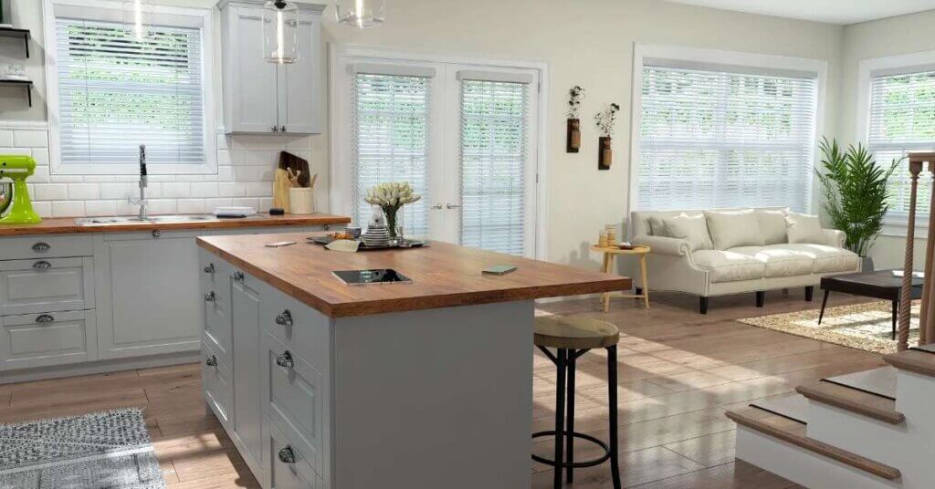 Alta Motorized Blinds in Kitchen windows and doors