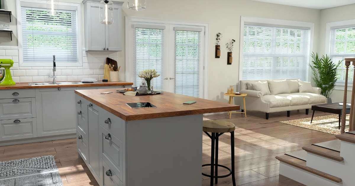 Alta Motorized Blinds in Kitchen windows and doors