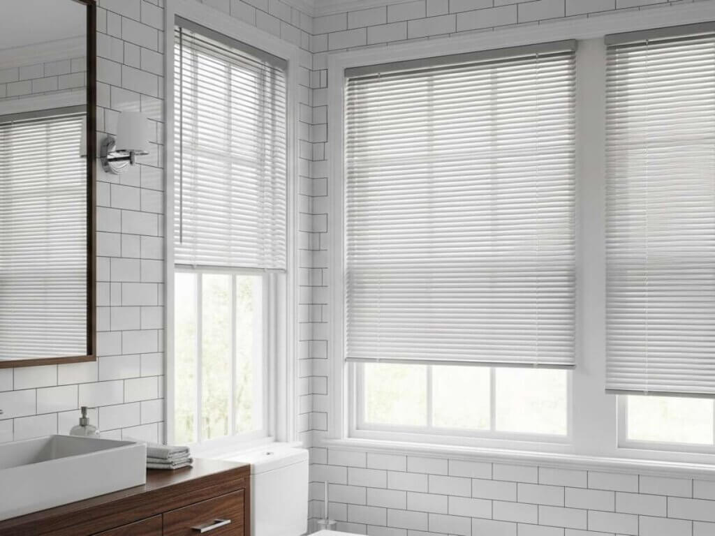 Aluminum Blinds on Bathroom Windows