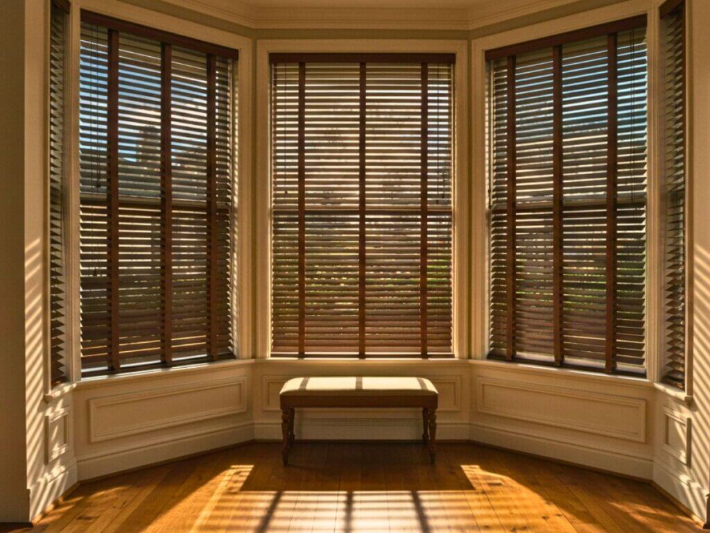 Venetian Blinds in Bay Window