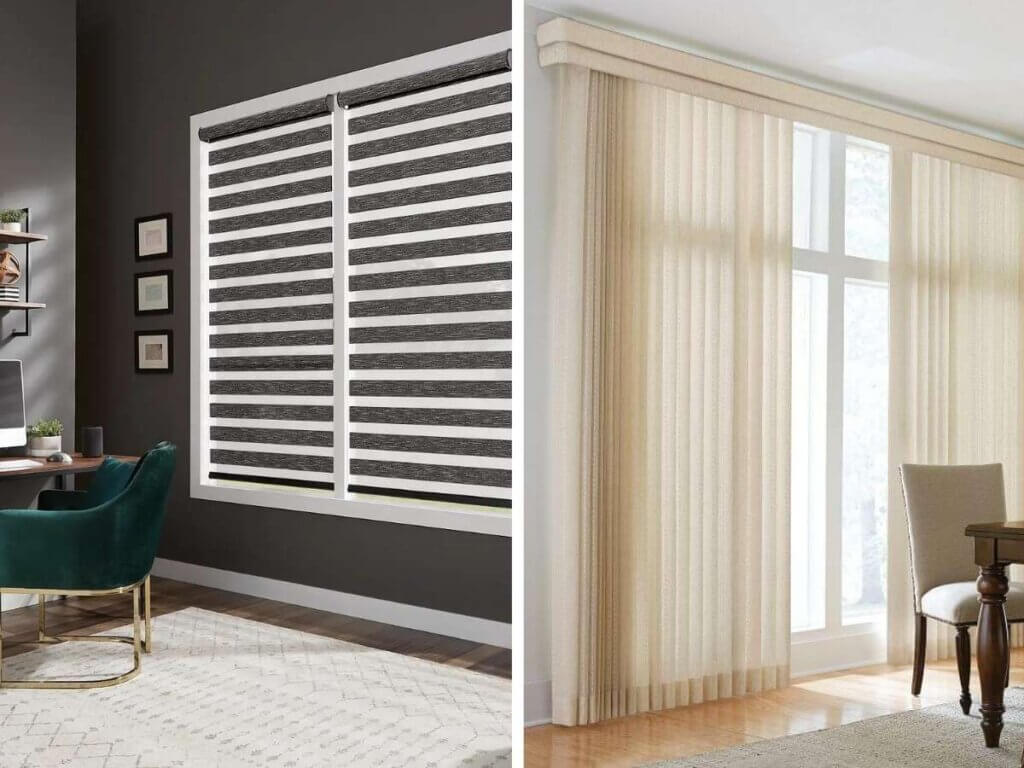 Zebra shades are sleek and modern while Blinds are more traditional and versatile.