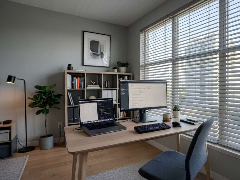 Home Office Light GrayBlinds WFH