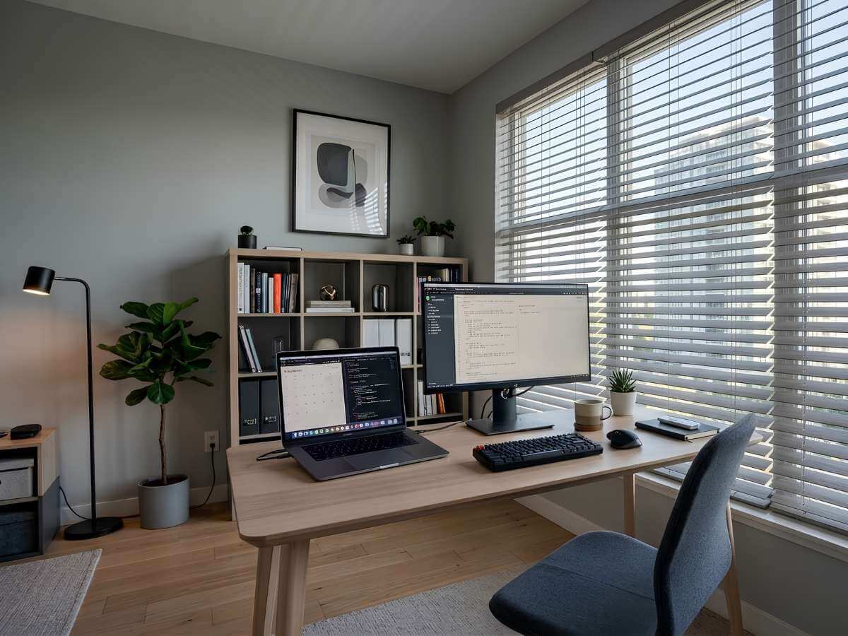 Home Office Light GrayBlinds WFH