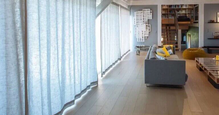 Somfy Motorized Drapes in Living Room