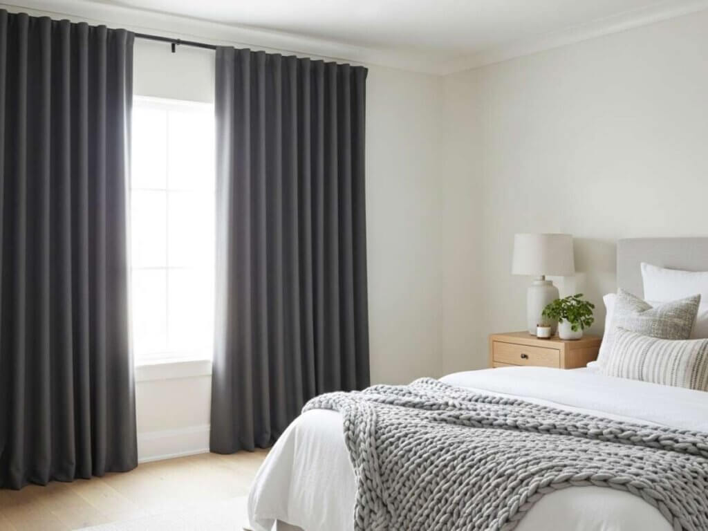 Blackout Curtains in a Minimalist Bedroom