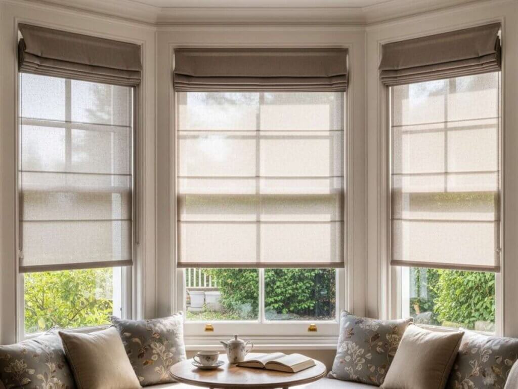 Shades on a bay window