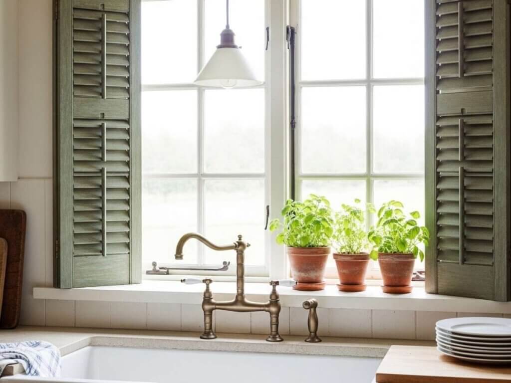 Shutters Over Kitchen Sink