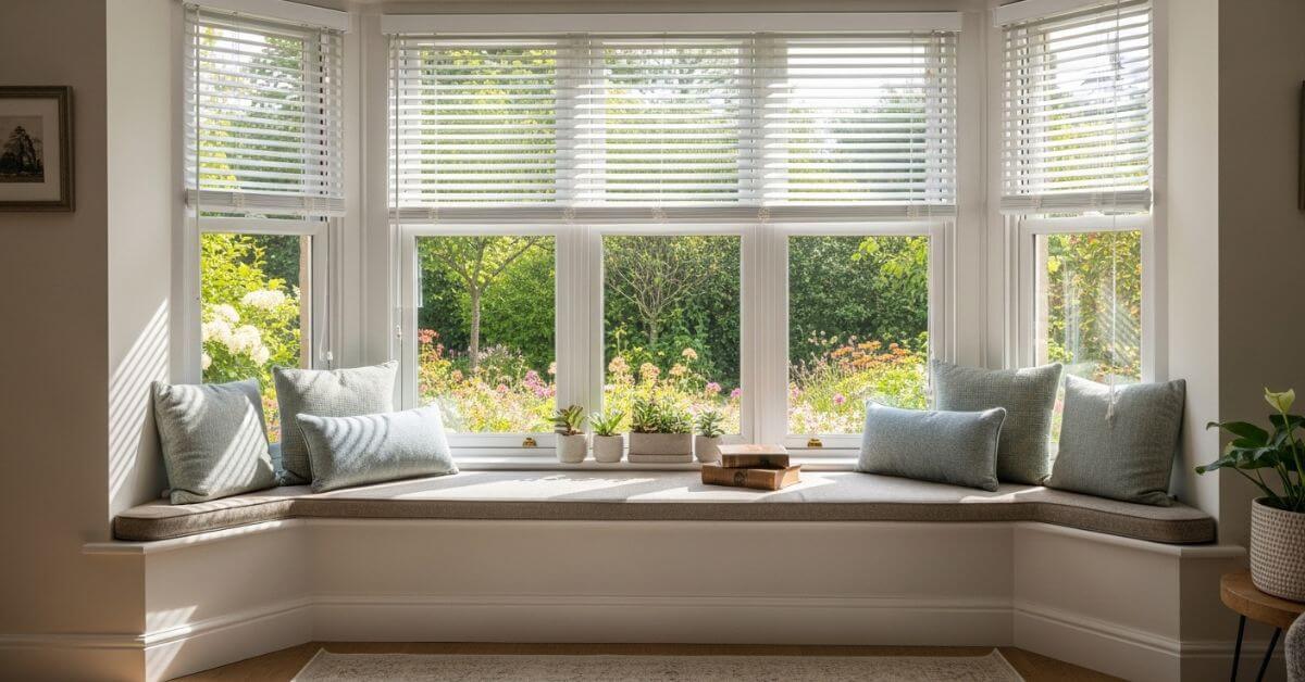 White Blinds Bay Window