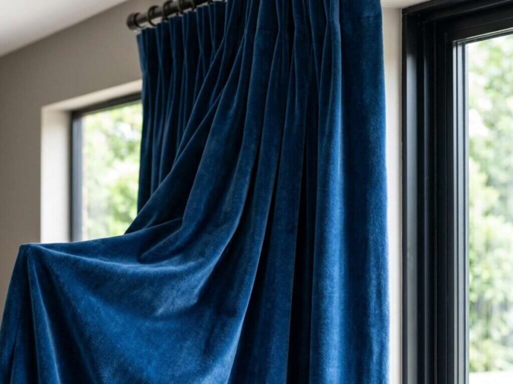 This is a close up shot of a drapery with velvet fabric