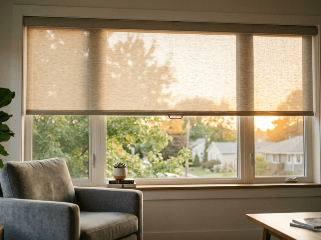 Cordless Solar Shades in West Facing Windows
