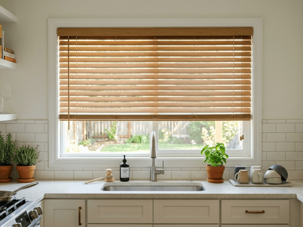 Faux Wood Blinds in a Kitchen (1)