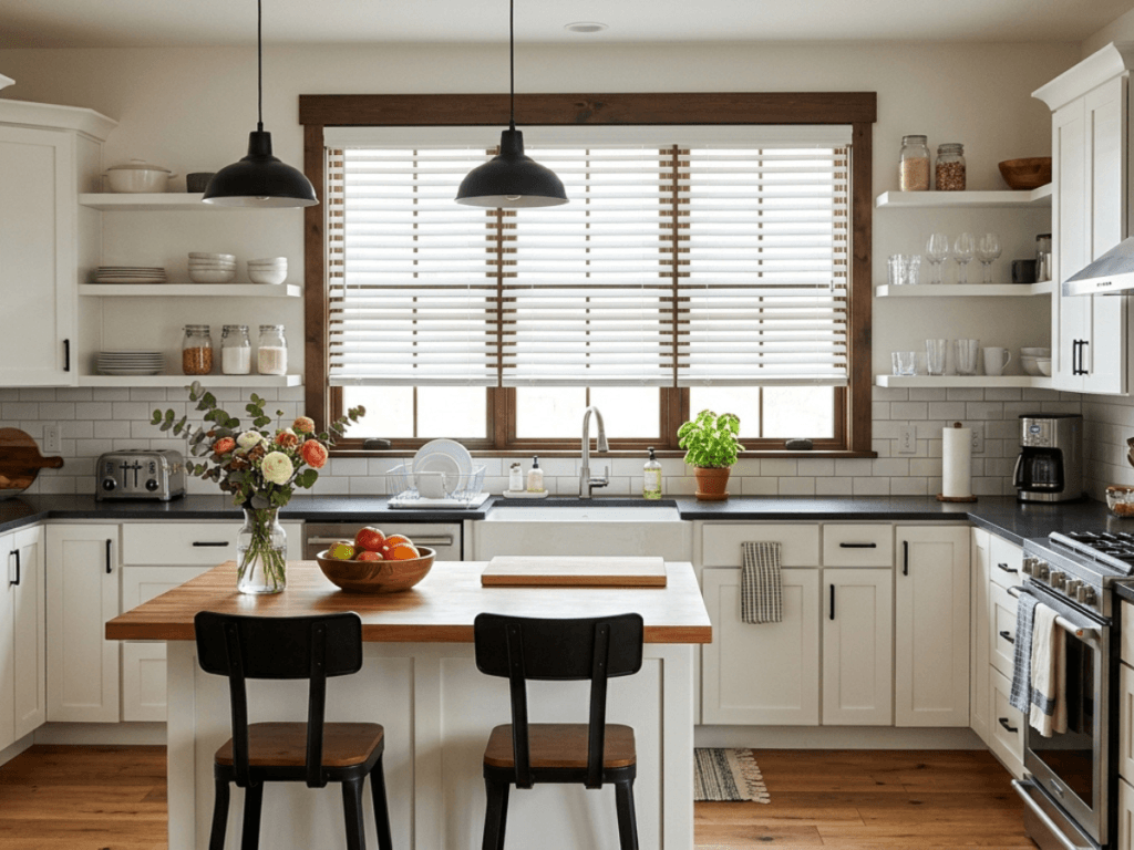 Faux Wood Blinds in a Kitchen (2)