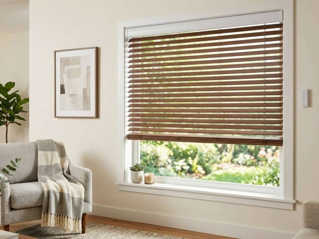 This is a picture of a motorized faux food blinds