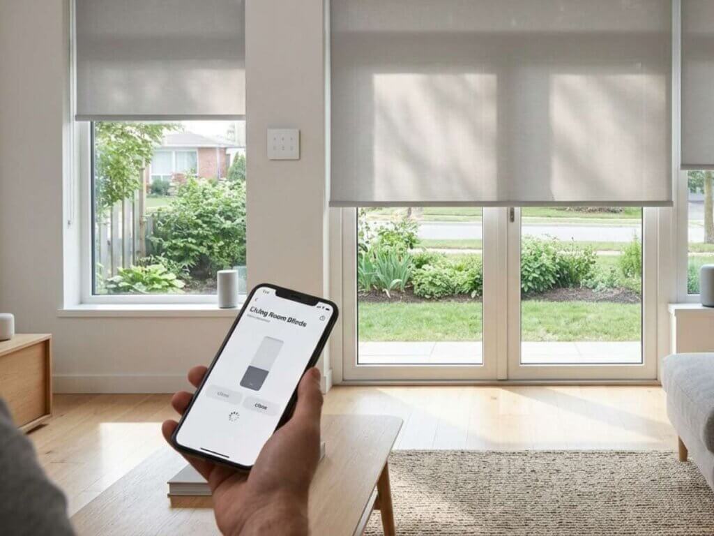 This is a photo of a smart automation motorized blinds