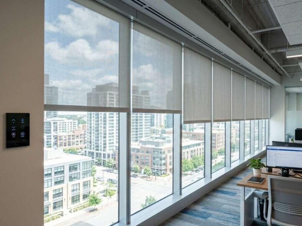 Smart automation shades in an office