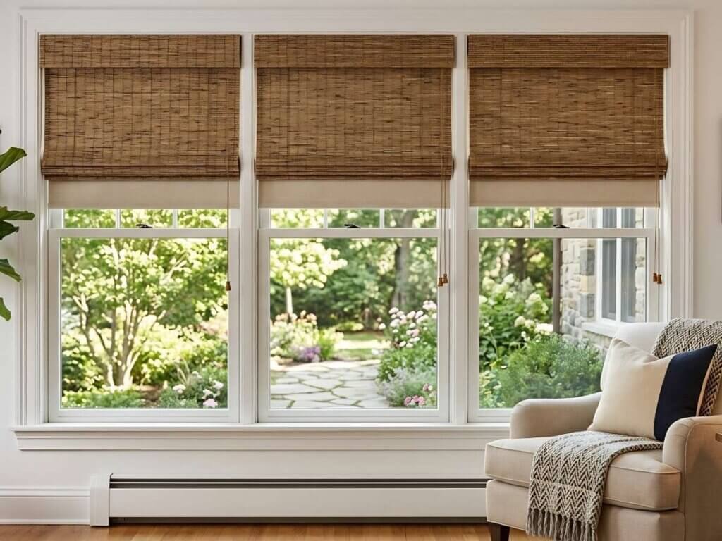 Woven Wood Shades with Privacy Liners