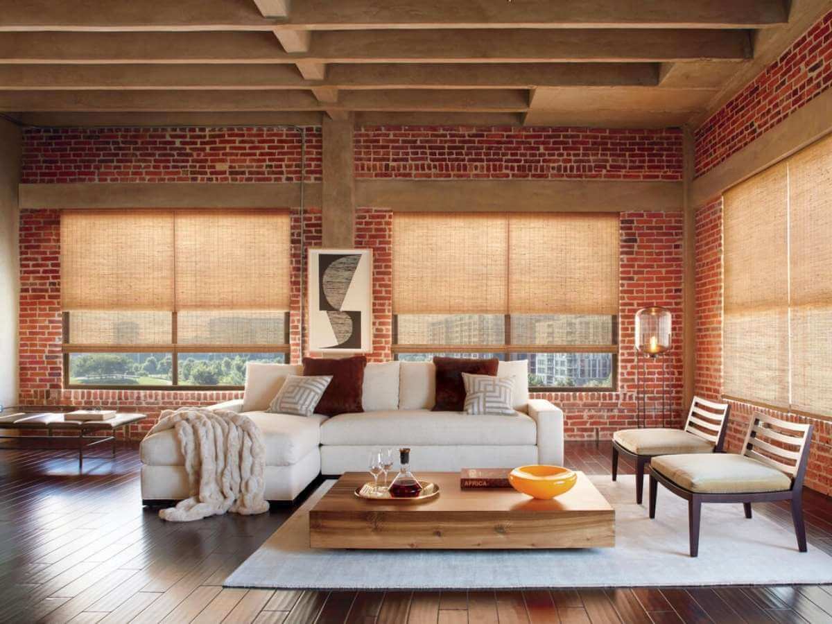 Woven Wood Shades with Privacy Liners Rustic (1)