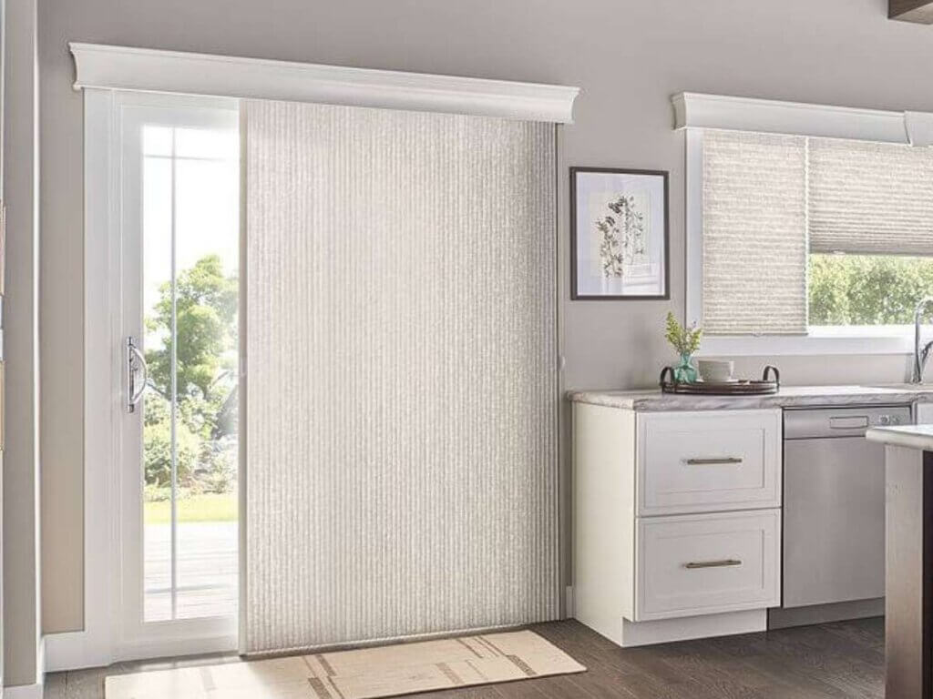 This is a photo of a cellular shade in a sliding door