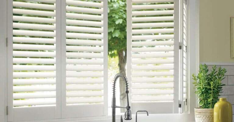 Composite shutters for kitchen window