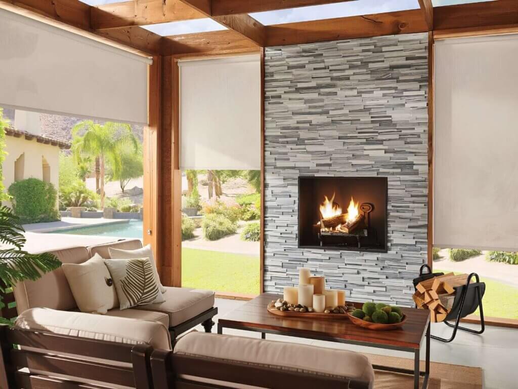 This is a photo of exterior solar shades in a patio