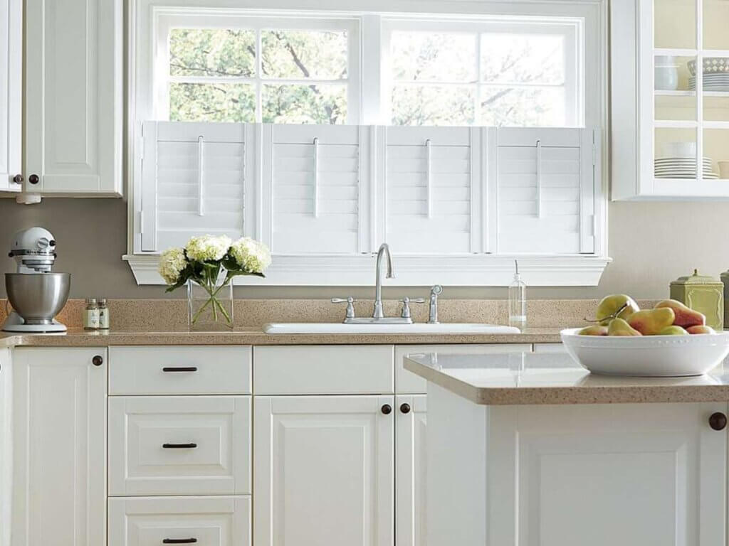 This is a photo of a cafe composite shutters in a kitchen window