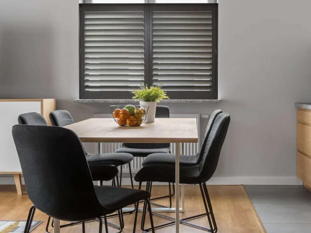 This is a photo of a cafe shutter in a dining room