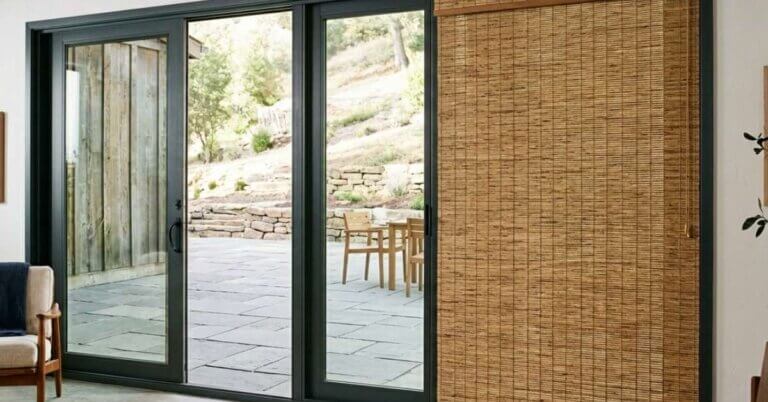 Shades for sliding glass doors woven bamboo shades